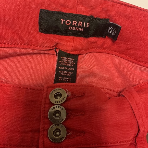 Torrid Red Ankle Cropped Skinny Jean Leggings - Women’s Size 16S - Picture 7 of 8